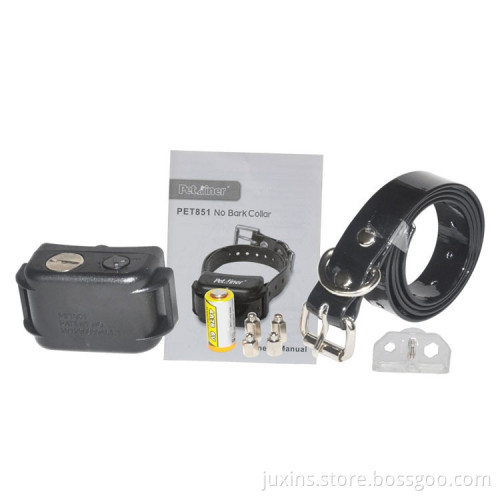 Control barking collar for a dog training collar petainer